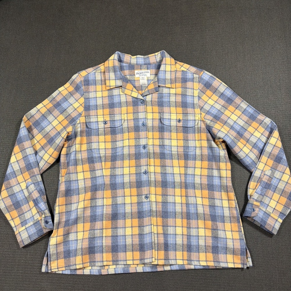 Vintage Pendleton Women's 100% Virgin Wool Plaid Long Sleeve XL Button Up